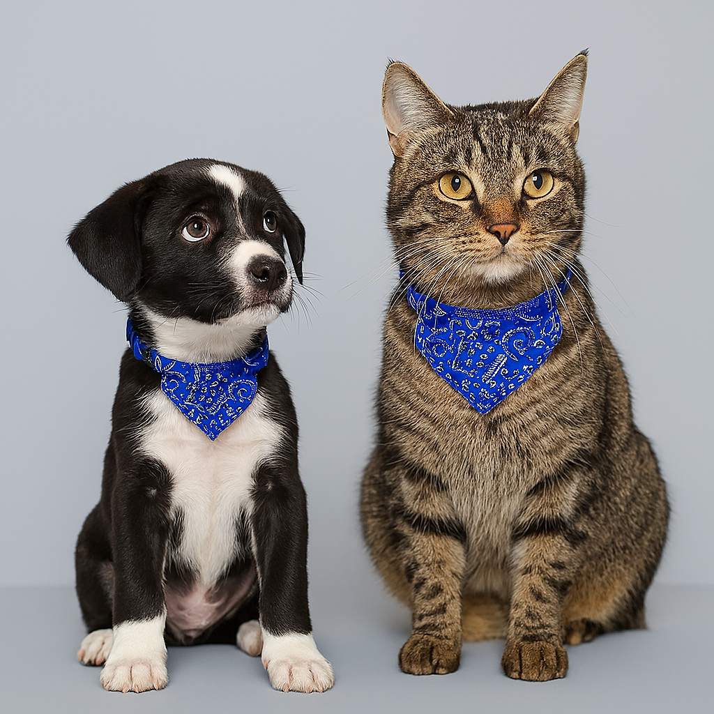 Adjustable Bandana Collar for Cats and Dogs  Blue
