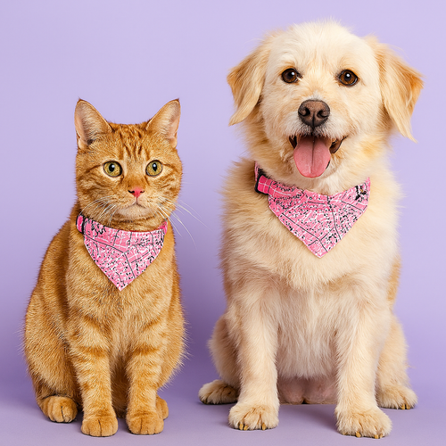 Adjustable Bandana Collar for Cats and Dogs Pink