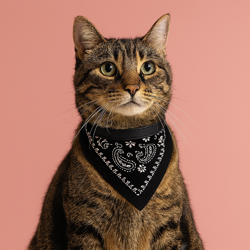 Adjustable  Bandana Collar with Scarf - Black