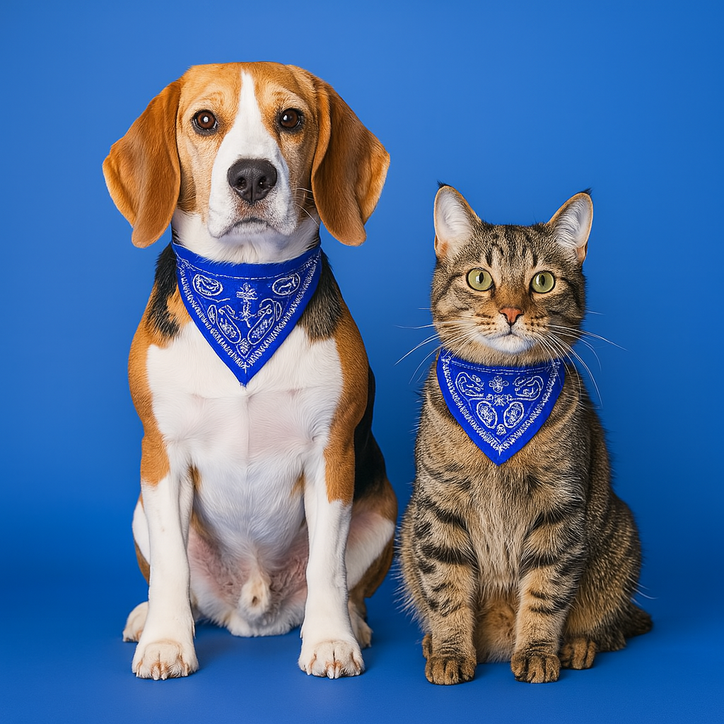 Adjustable Bandana Collar with Scarf - Blue