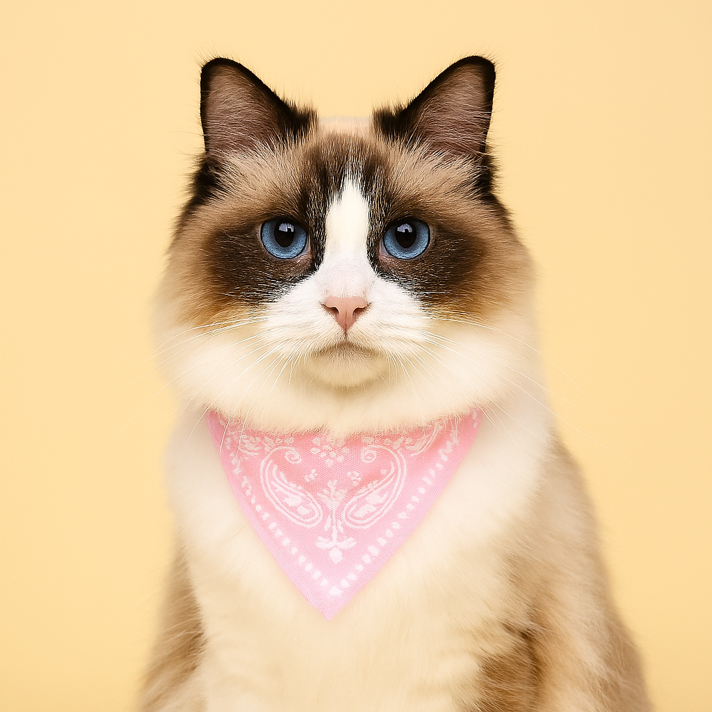 Adjustable  Bandana Collar with Scarf - Light Pink