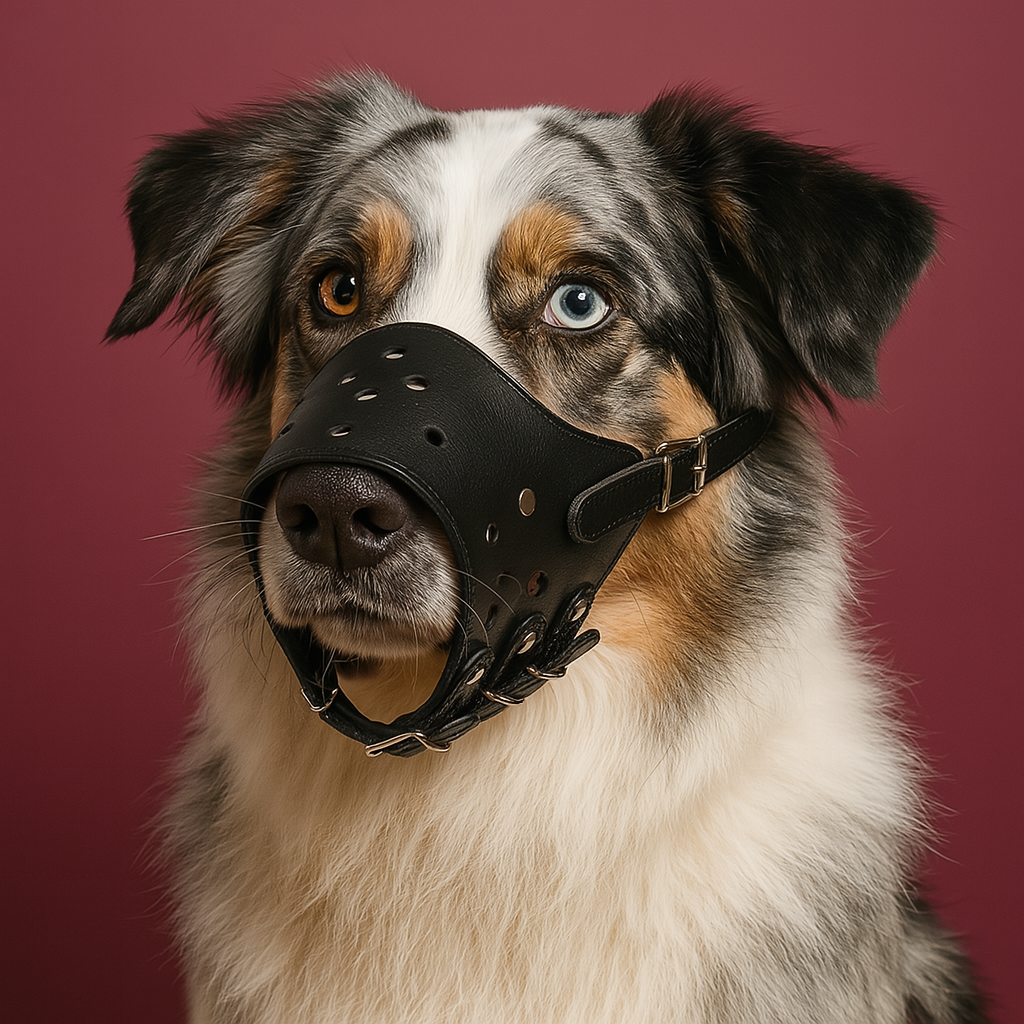 Adjustable Leather Dog Muzzle Anti-Bark Safe - Black