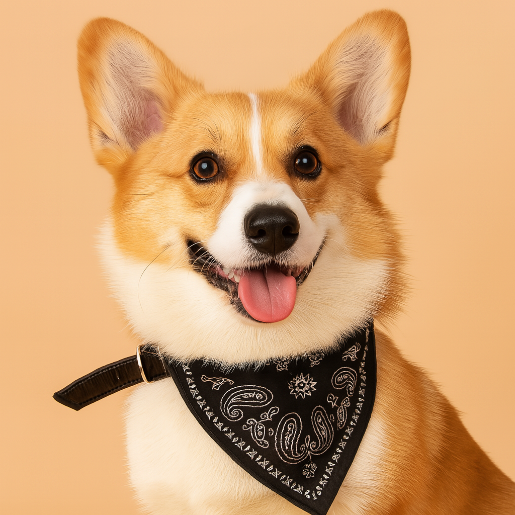 Adjustable Pet Bandana Collar with Scarf - Black