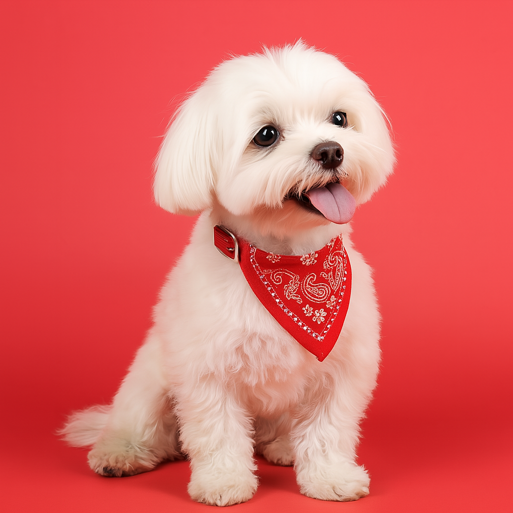 Adjustable Pet Bandana Collar with Scarf - Red