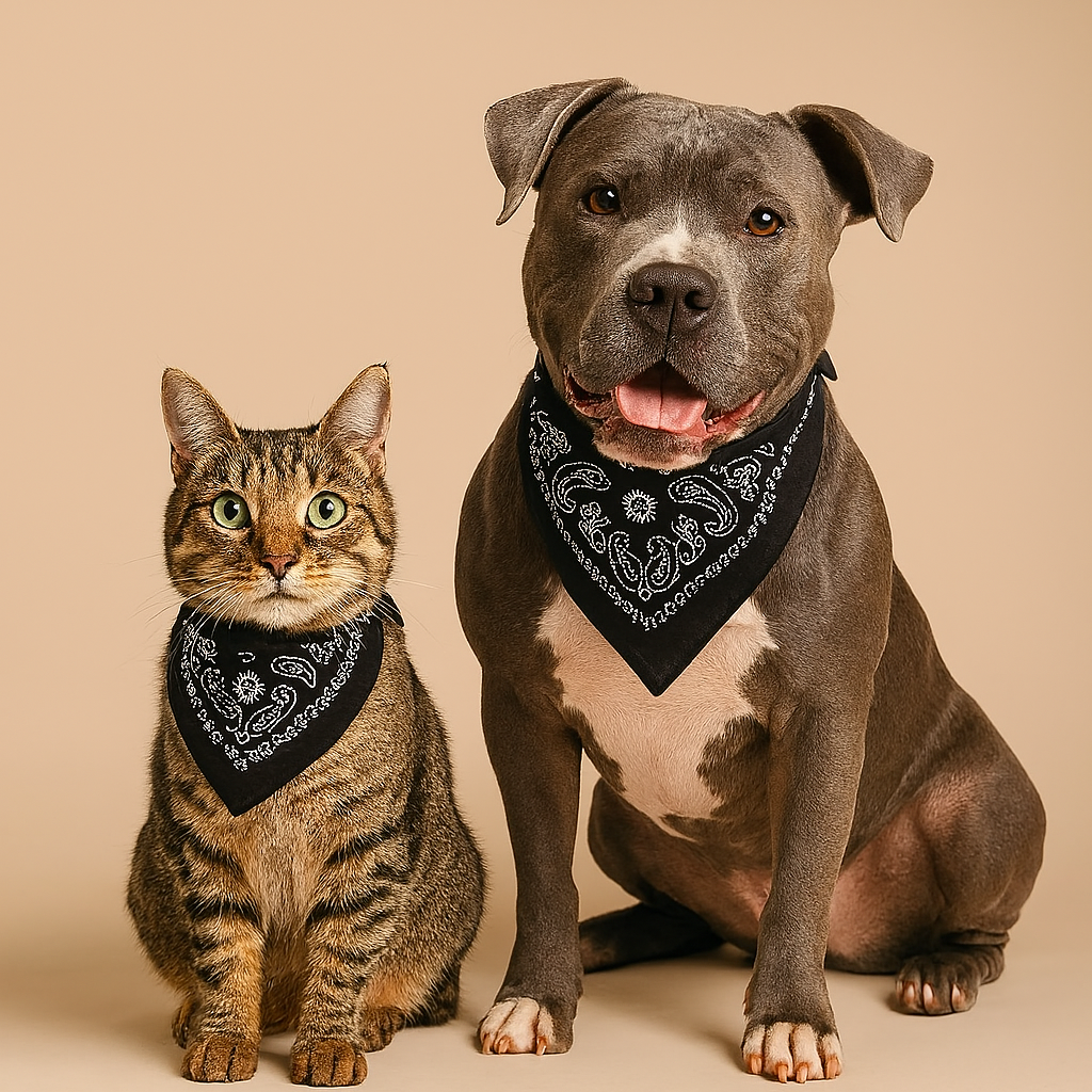 Adjustable Pet Bandana Collar with Scarf  Black