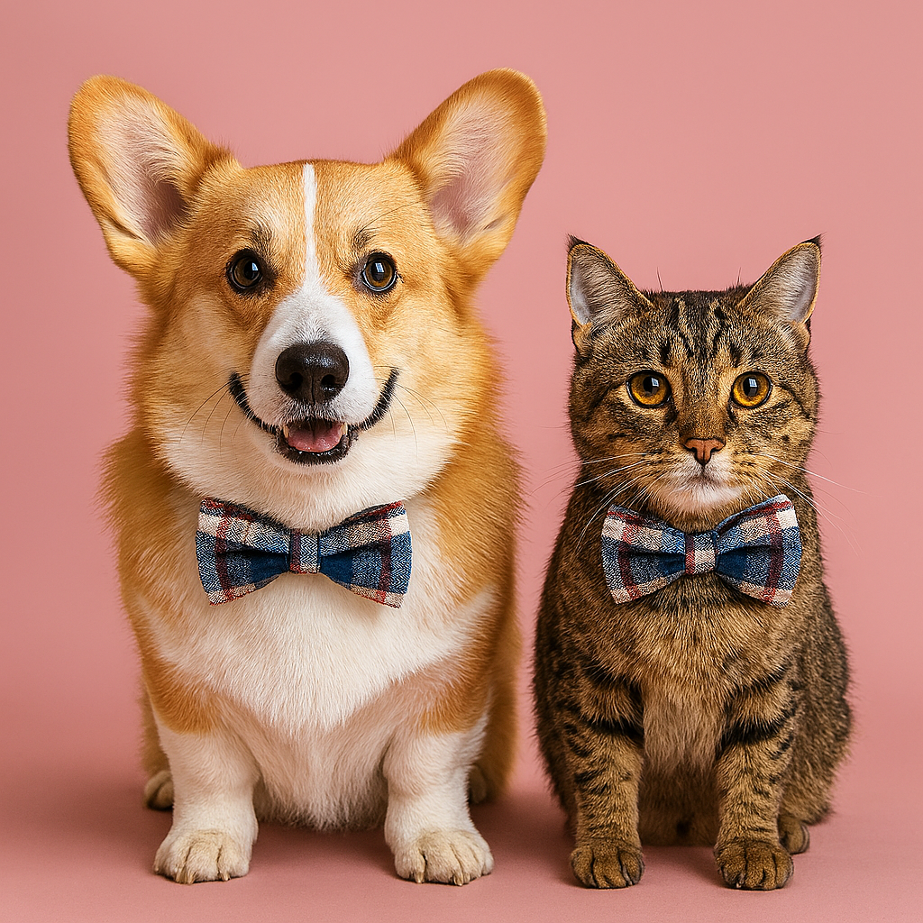 Adjustable Pet Bow for Dogs & Cats - Multi Denim