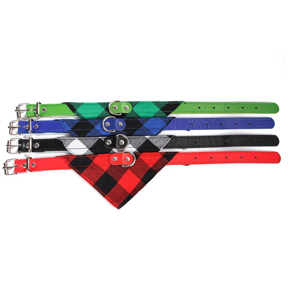 Adjustable Plaid Dog Bandana Neckerchief for Pets