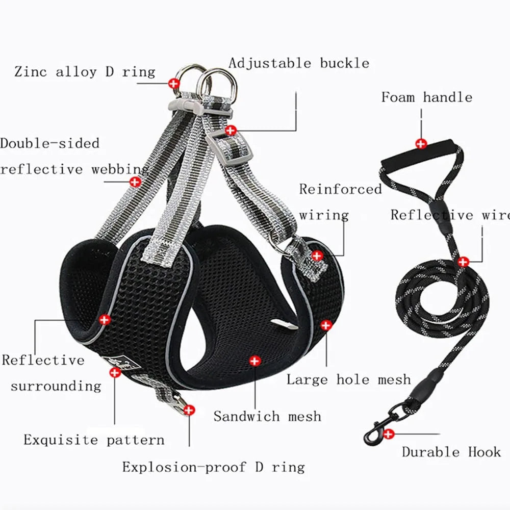 Adjustable buckle for leash with Harness set for dogs