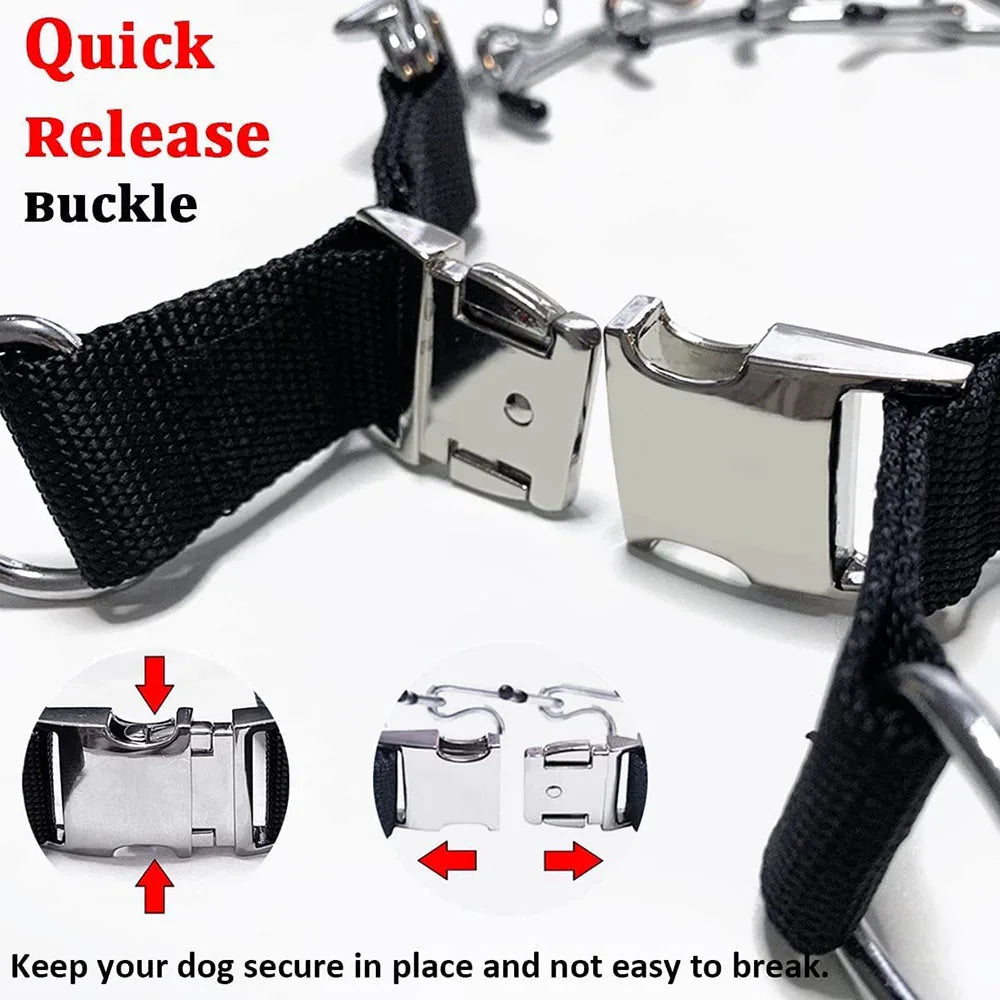 Anti pull dog metal collar chain black