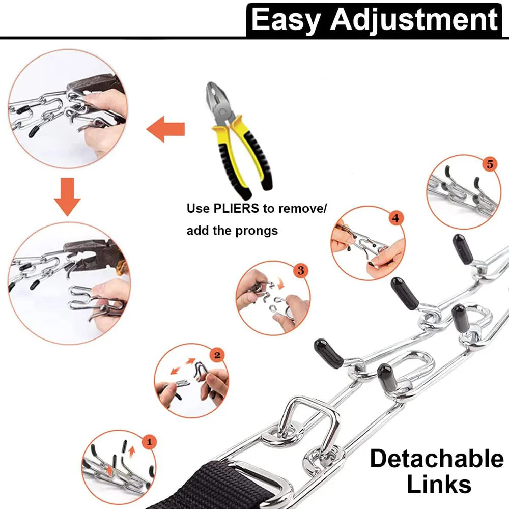 Anti pull dog metal collar chain black detachable