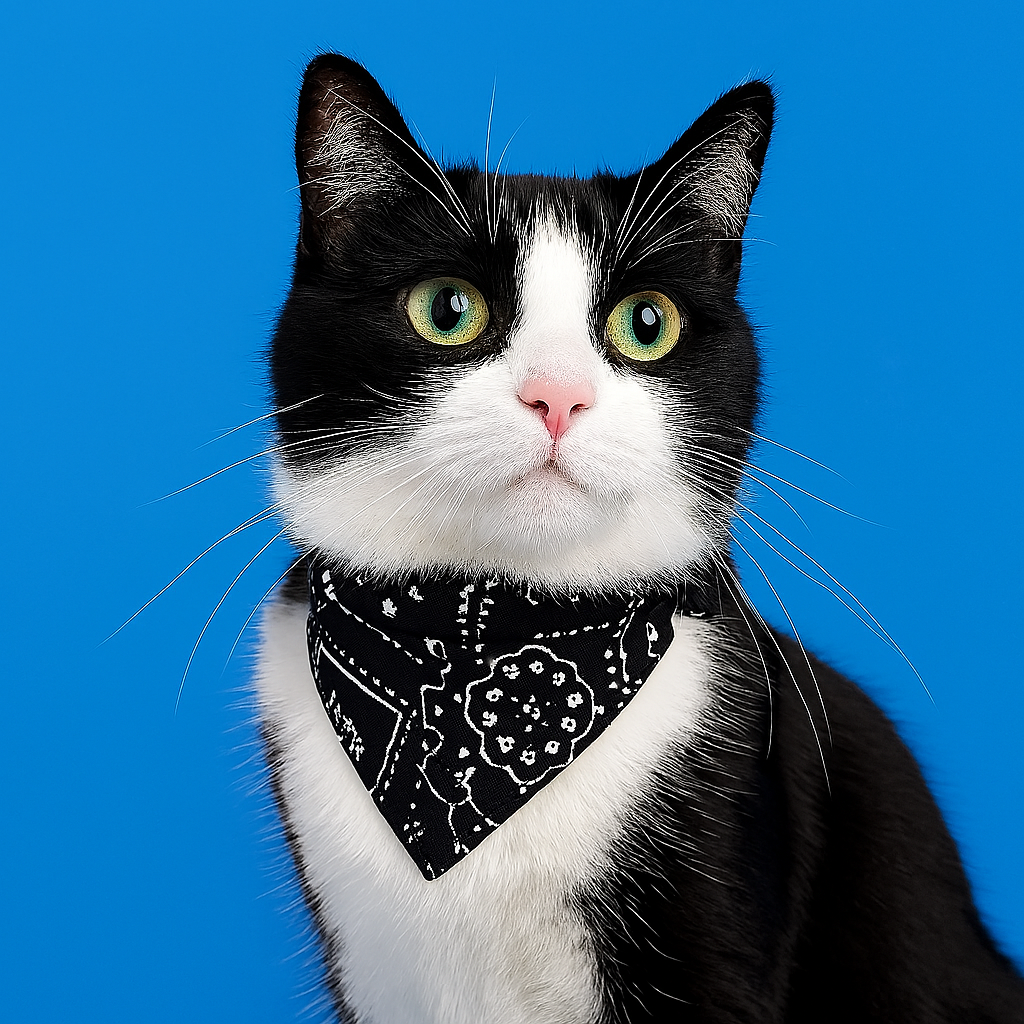 Black Adjustable Bandana Collar for Cats and Dogs