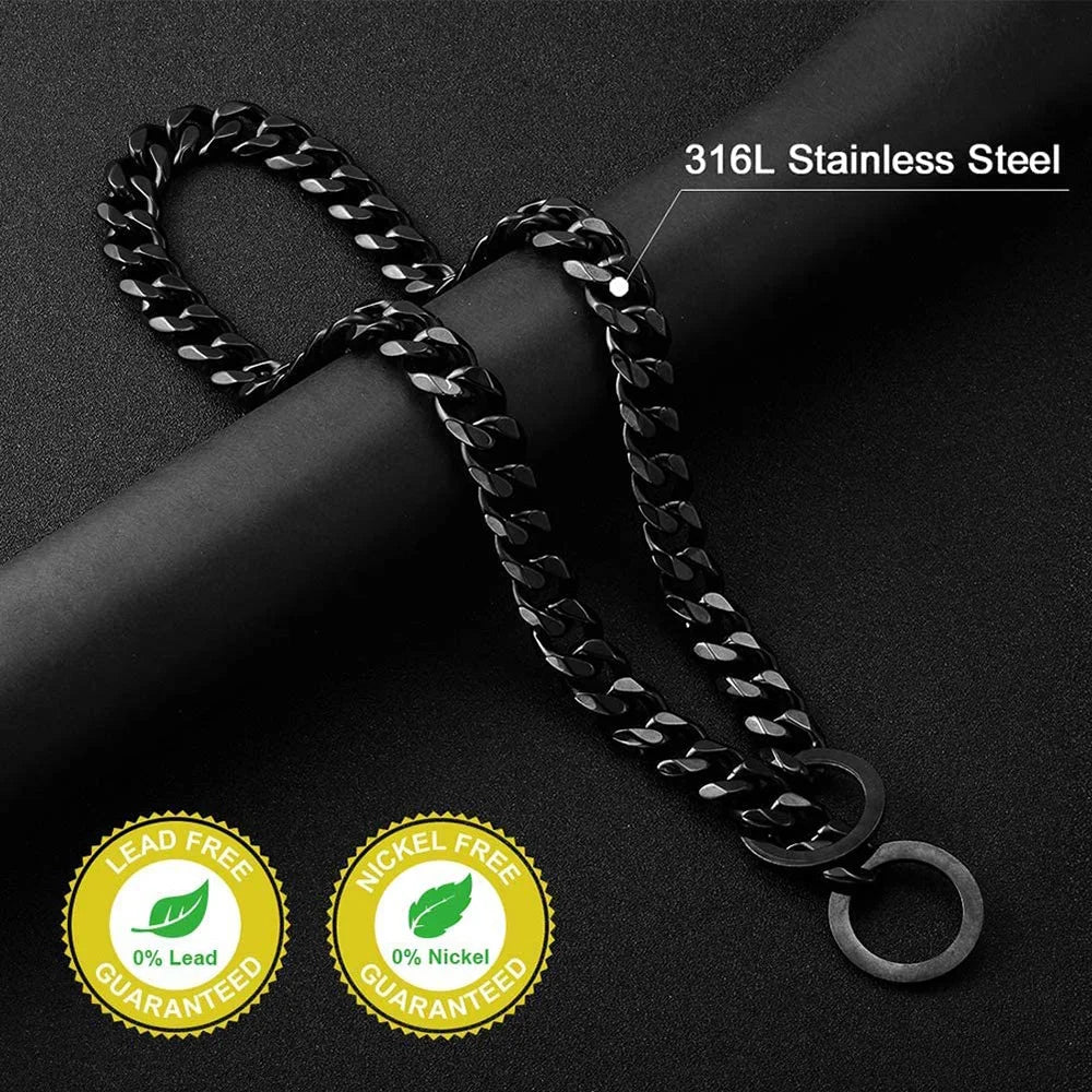Black chain dog chain with '316L Stainless Steel'