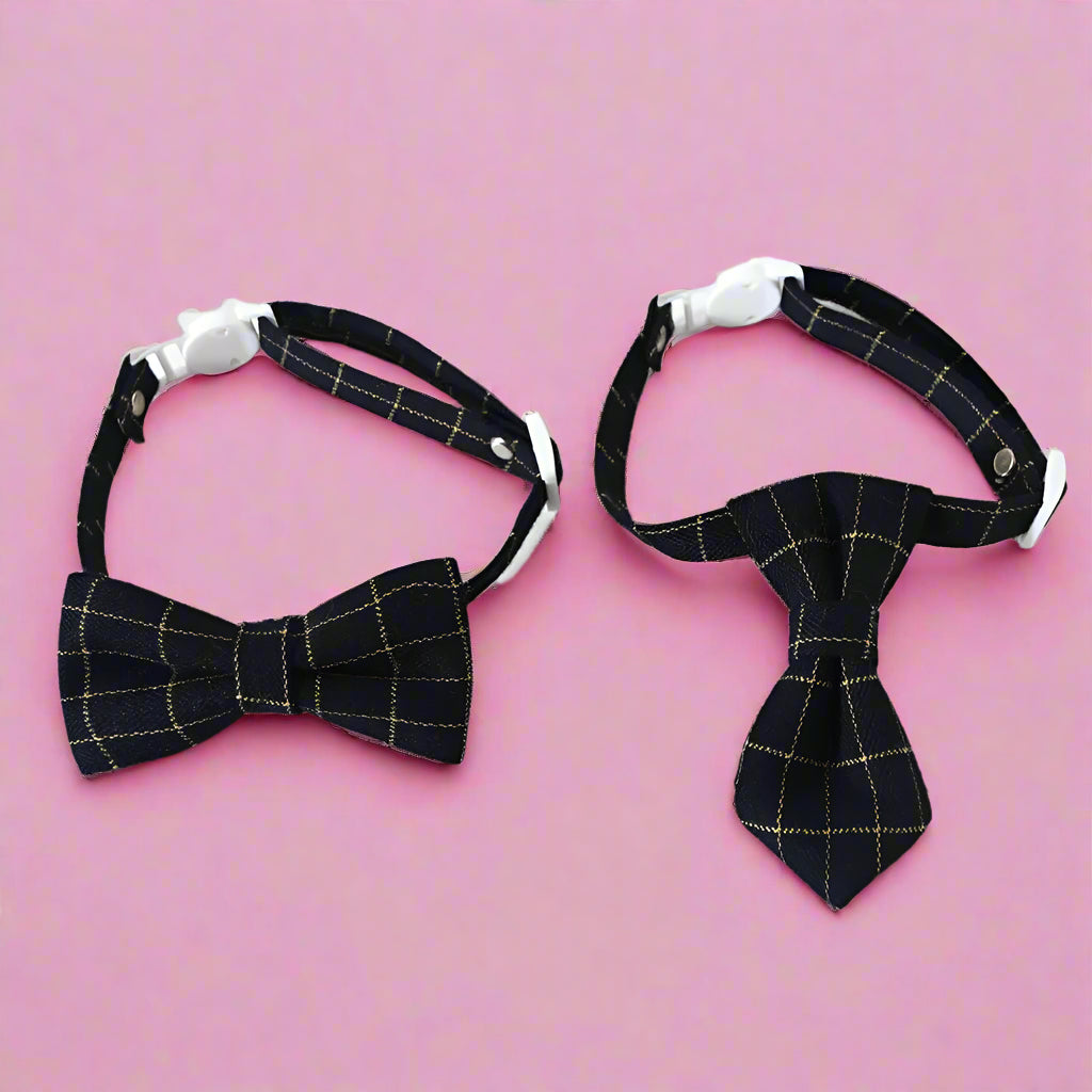 Black formal tie for pet cat and dog