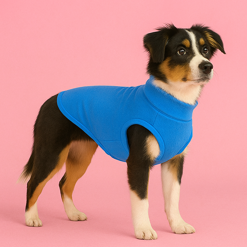 Blue dog vest for pet dogs and cats for cold weather