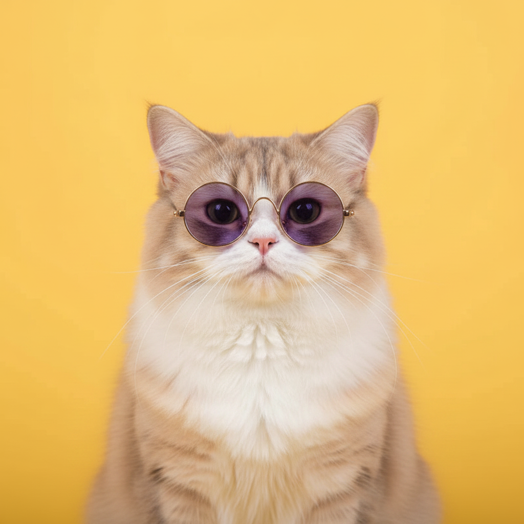 Cat Sunglasses with purple lenses and gold frames