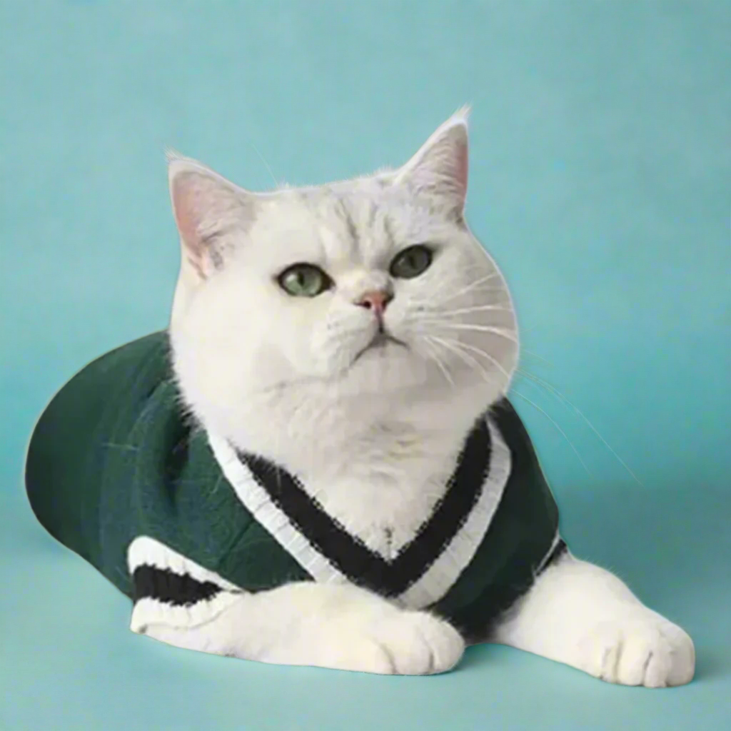 Cat Winter Sweater Green Color