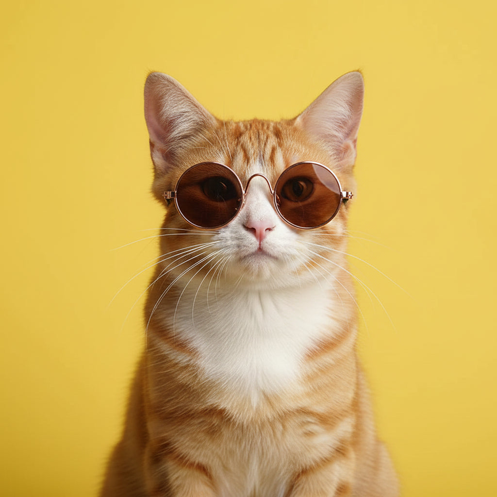 Cat wearing brown sunglasses 