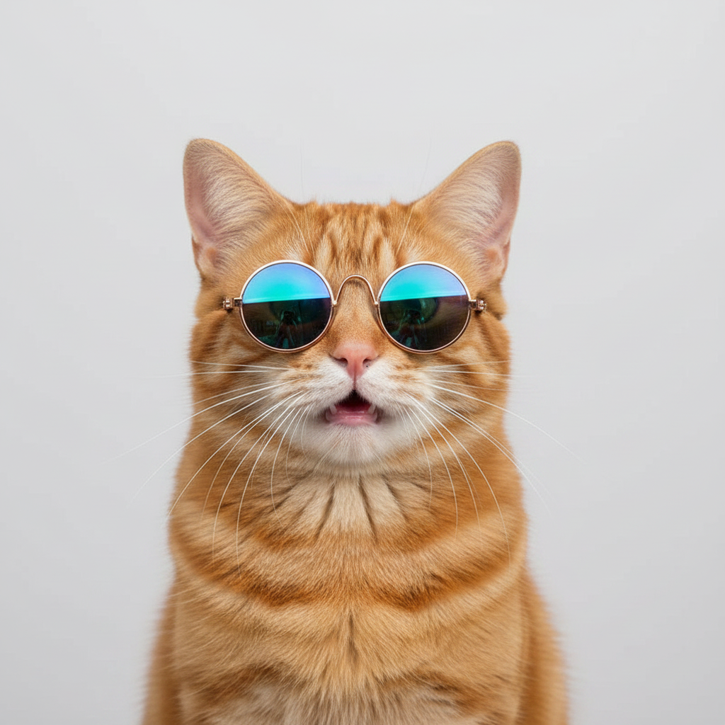 Cat wearing round sharded sunglasses 