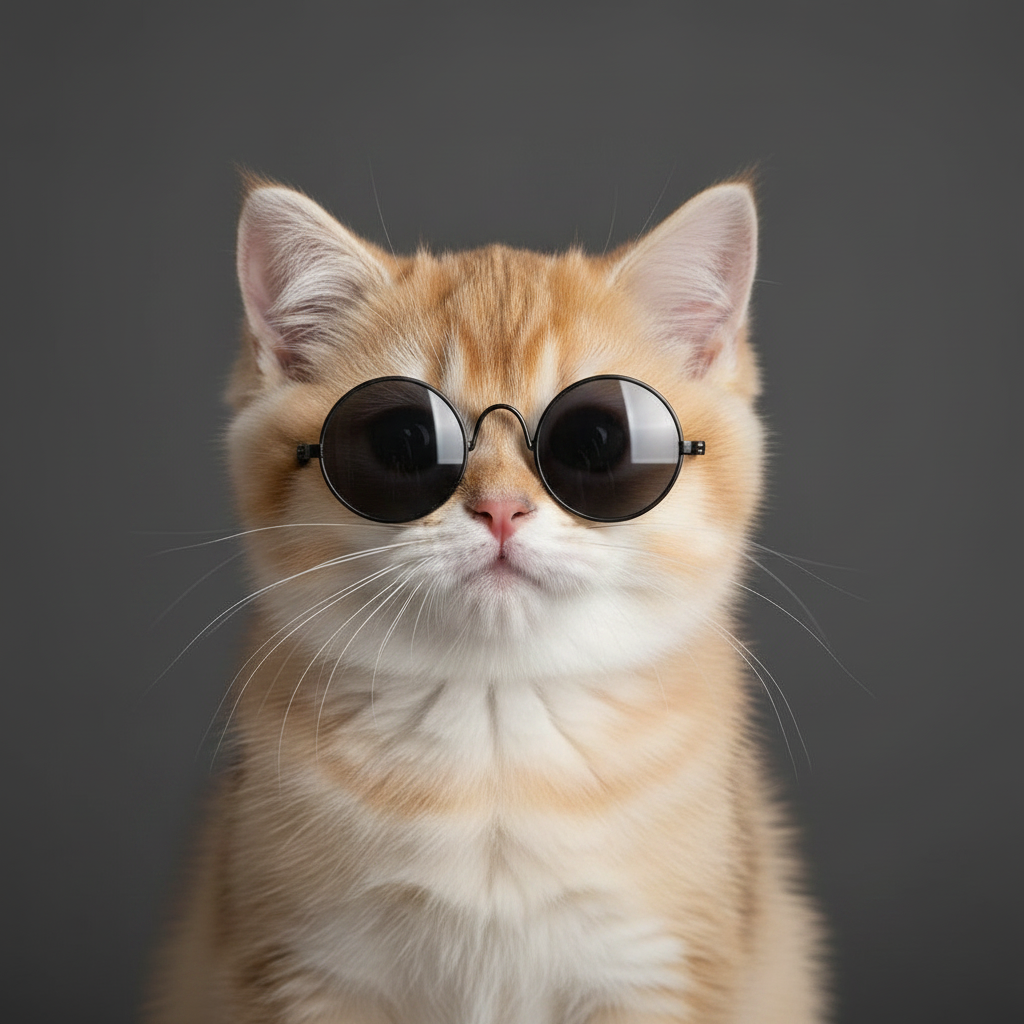 Cat wearing round sunglasses