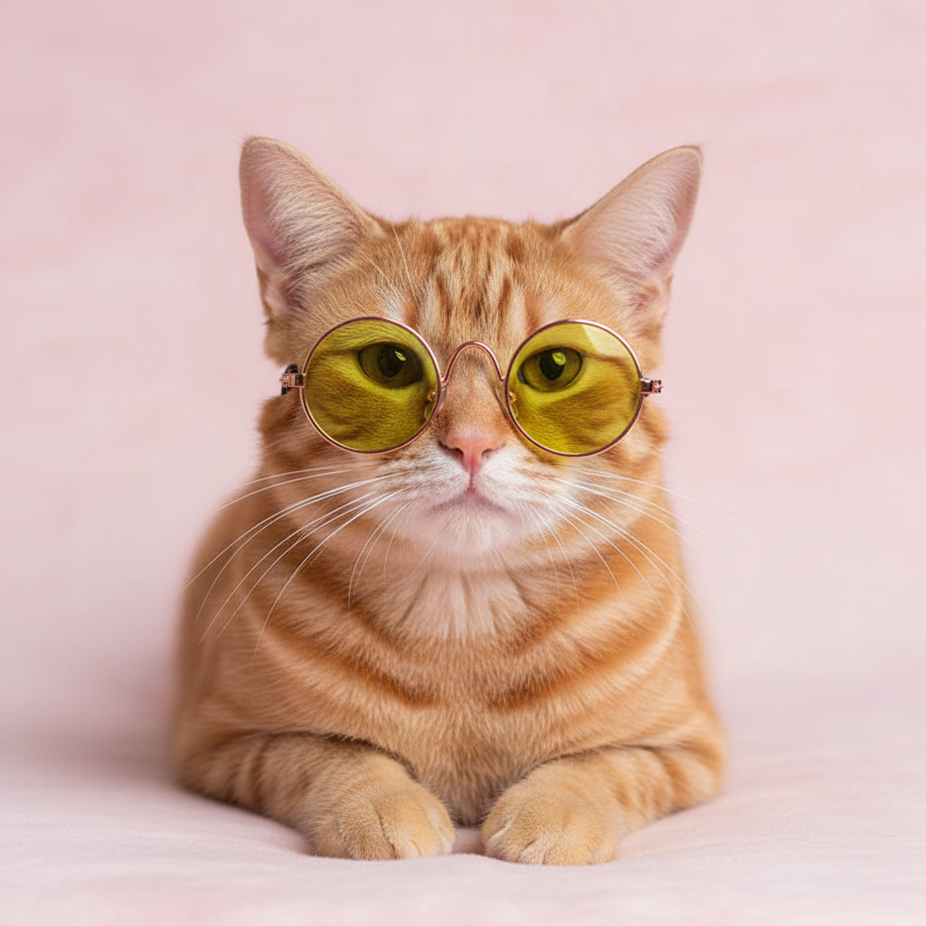 Cat wearing yellow sunglasses pet costume