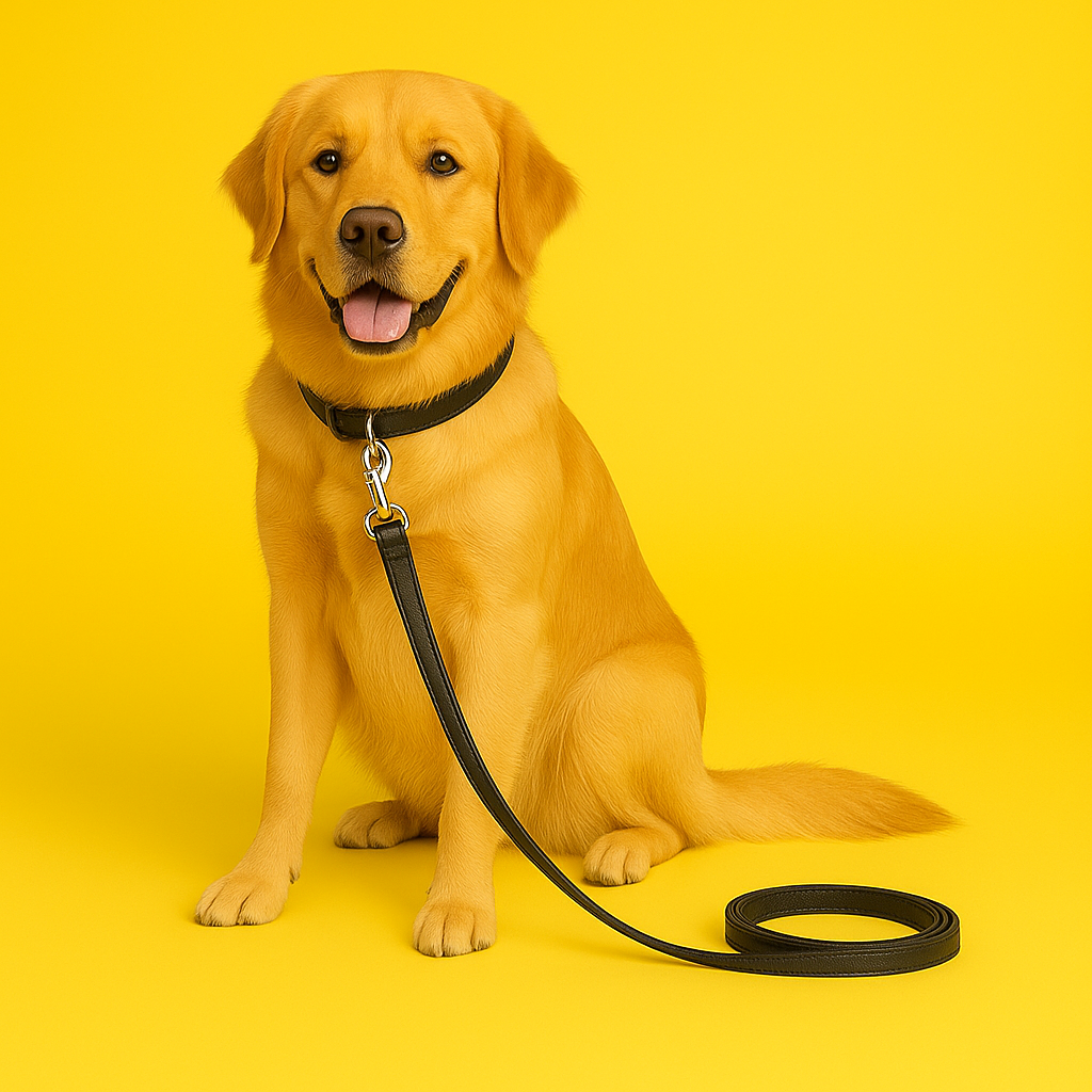 Leather Dog Training Leash - Black