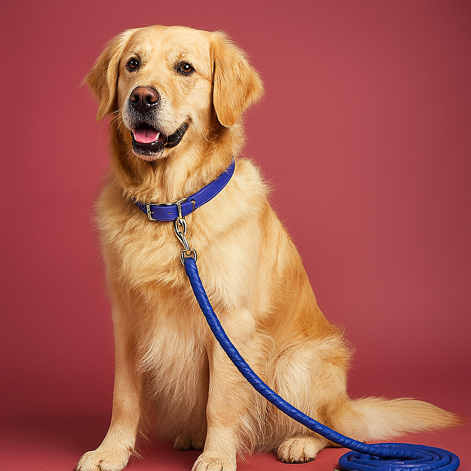 Colorful PU Rolled Dog Leash for Small Breeds - Blue