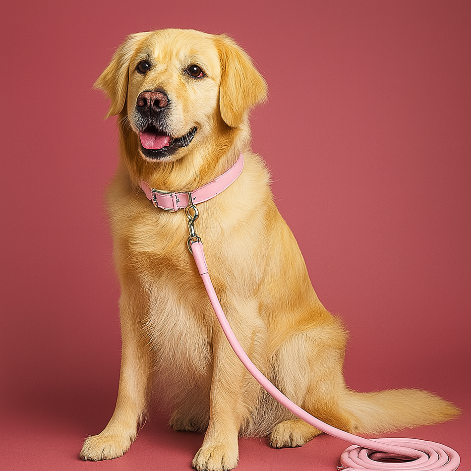 Colorful PU Rolled Dog Leash for Small Breeds - Pink