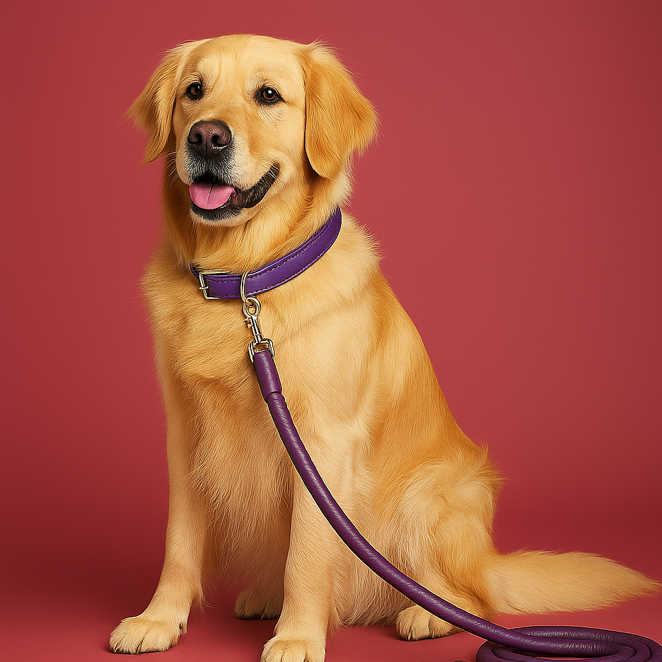 Colorful PU Rolled Dog Leash for Small Breeds - Purple