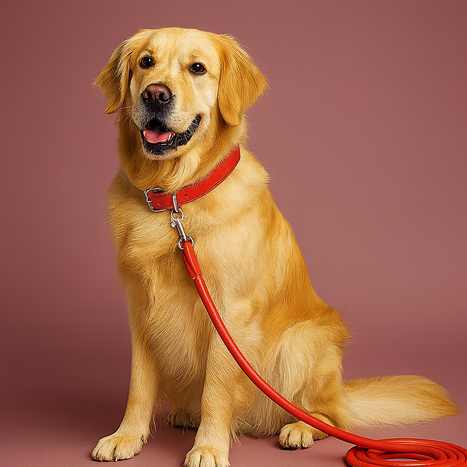 Colorful PU Rolled Dog Leash for Small Breeds - Red