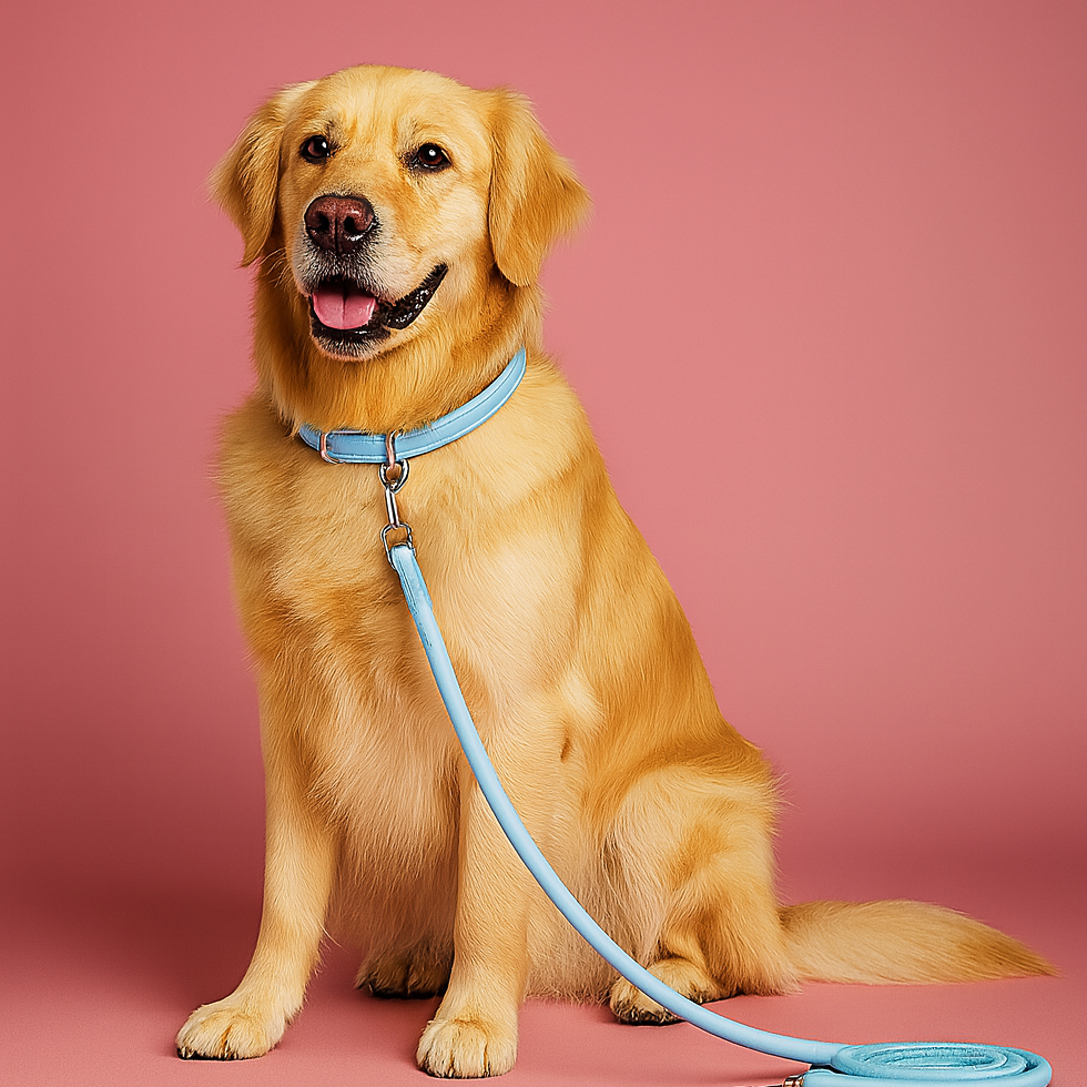 Colorful PU Rolled Dog Leash for Small Breeds - Sky Blue