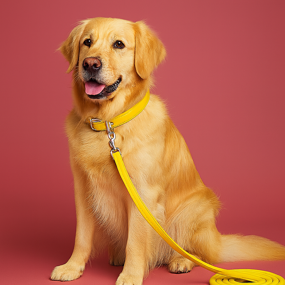 Colorful PU Rolled Dog Leash for Small Breeds - Yellow