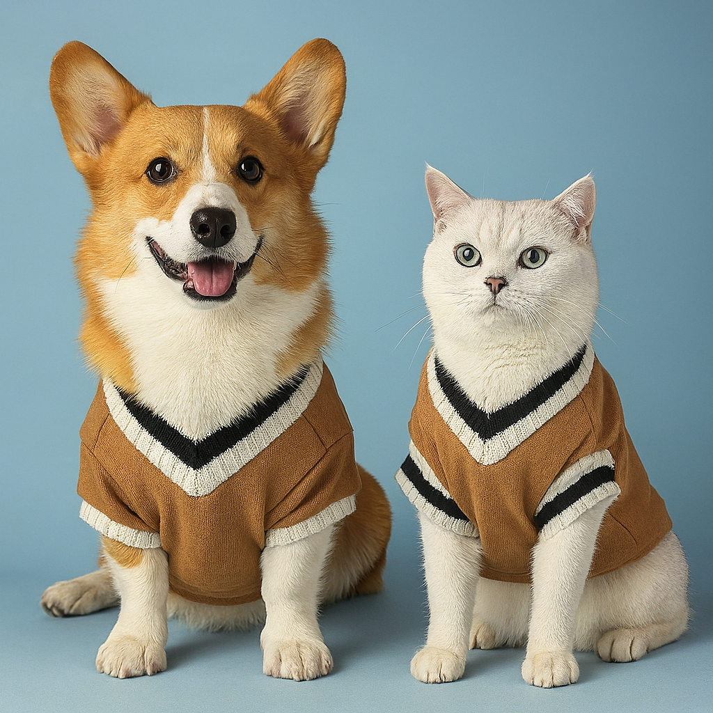 Cozy Dog & Cat Hoodie – Winter Pet Sweater - Brown