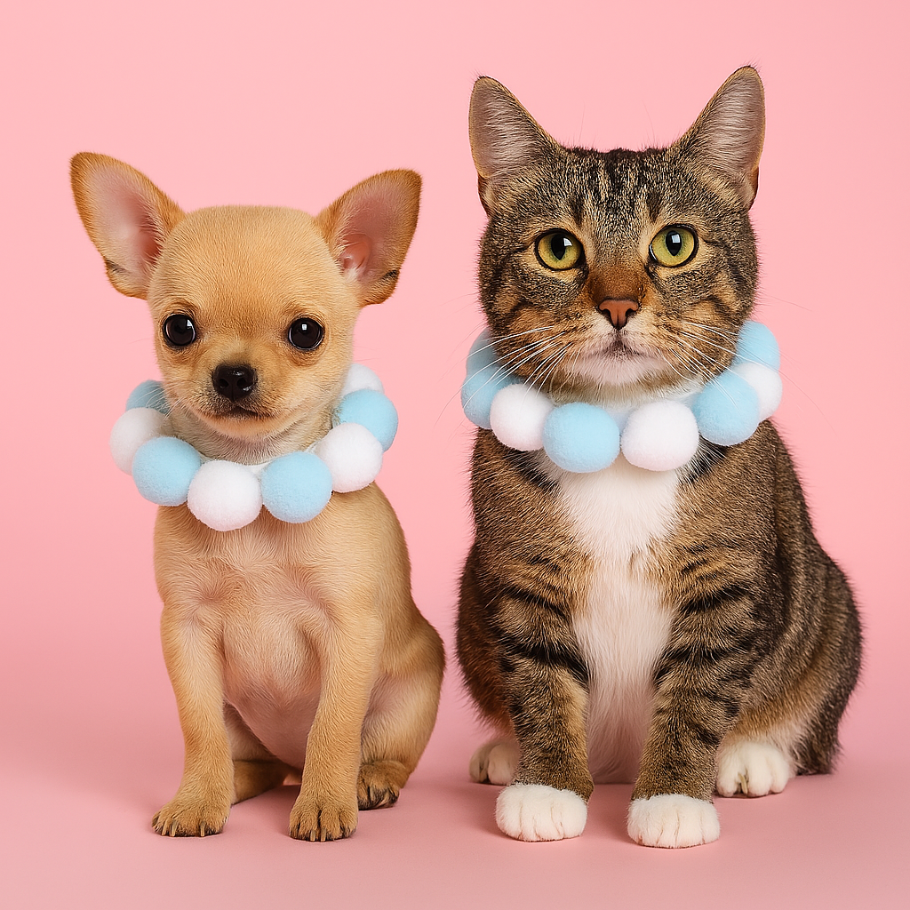 Cute Plush Ball Pet Collar for Cats & Dogs - Blue