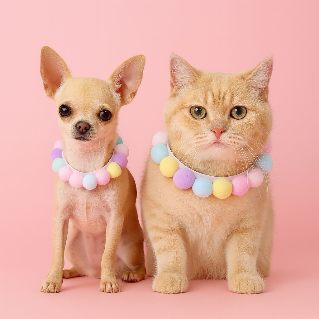 Cute Plush Ball Pet Collar for Cats & Dogs - Multi Color