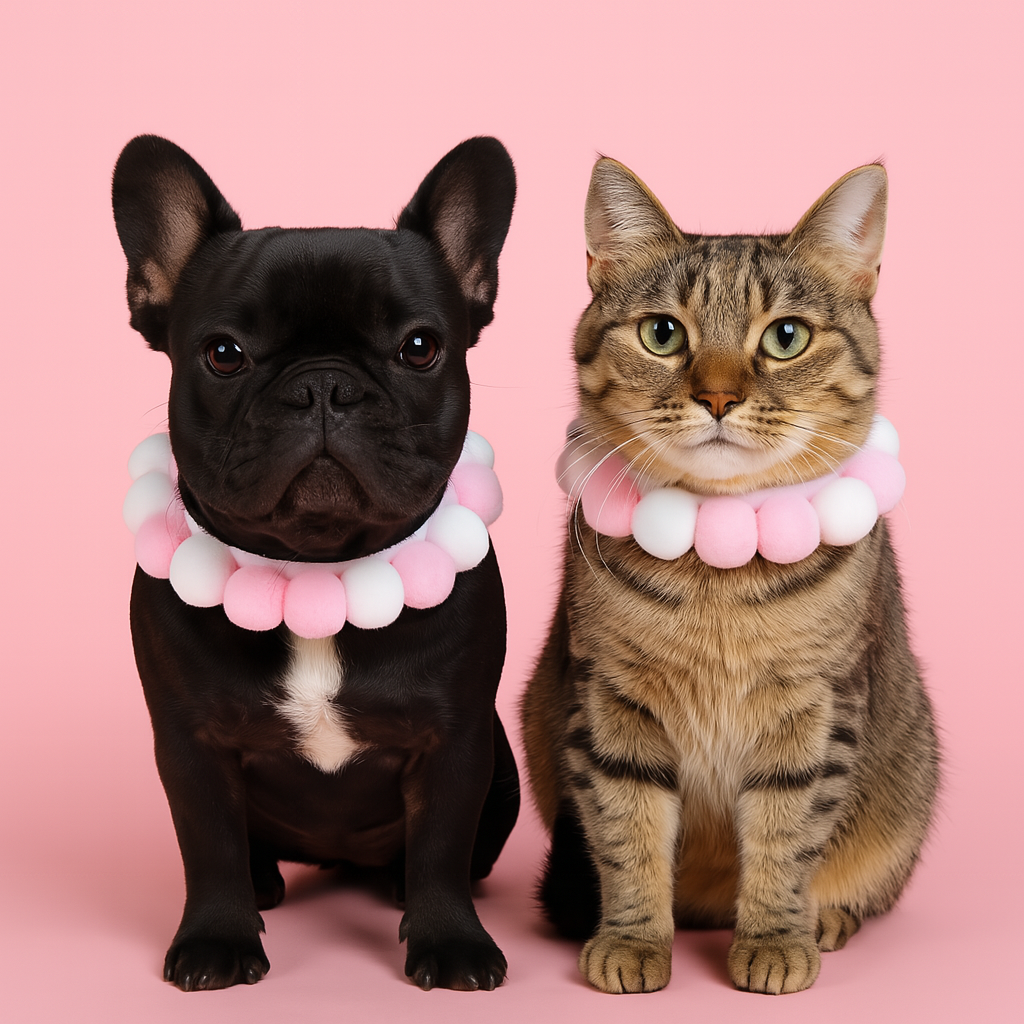 Cute Plush Ball Pet Collar for Cats & Dogs - Pink