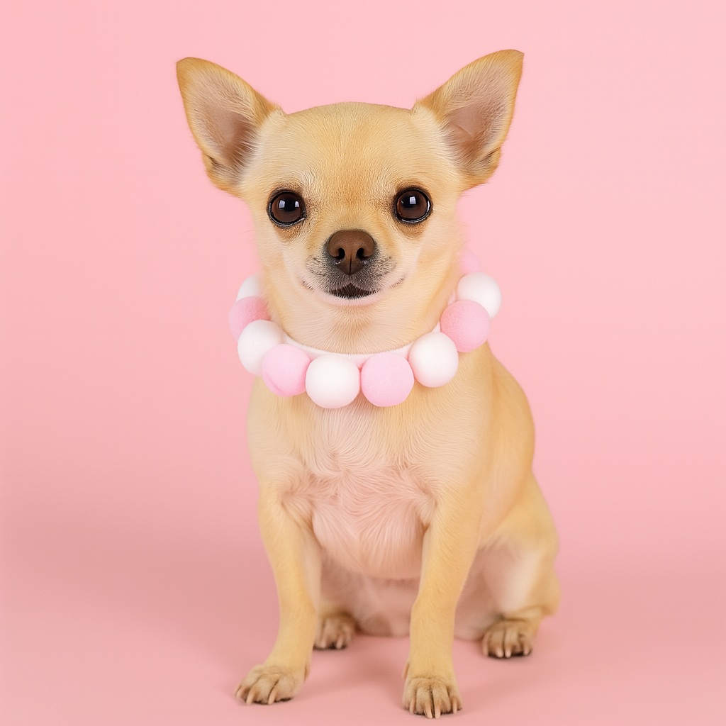 Cute Plush Ball Pet Collar for Cats & Dogs Pink