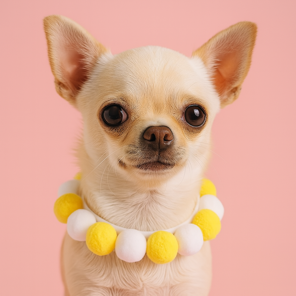 Cute Plush Ball Pet Collar for Cats & Dogs  Yellow