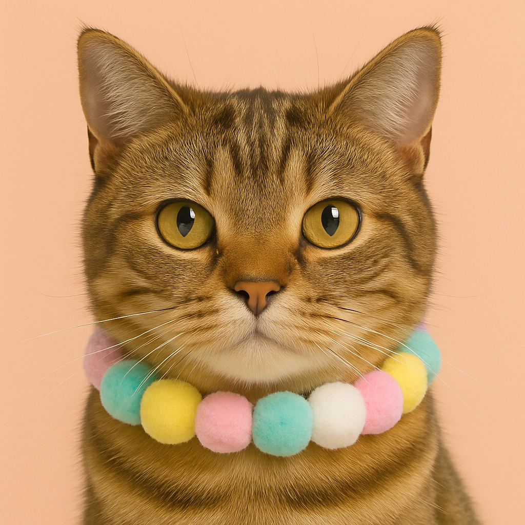 Cute Plush Ball Pet Necklace Collar for Cats & Small Dogs Multicolour