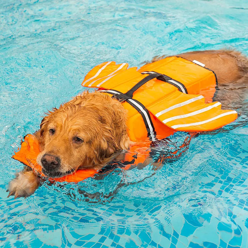 Dog Life Jacket with Wings Pet Safety Swim Vest for Pool, Lake & Beach - Orange