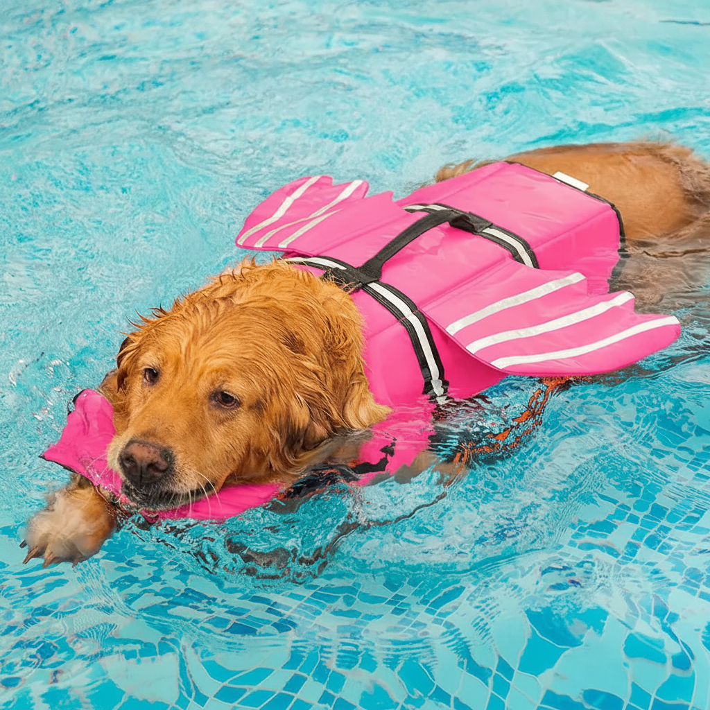 Dog Life Jacket with Wings Pet Safety Swim Vest for Pool, Lake & Beach - Pink
