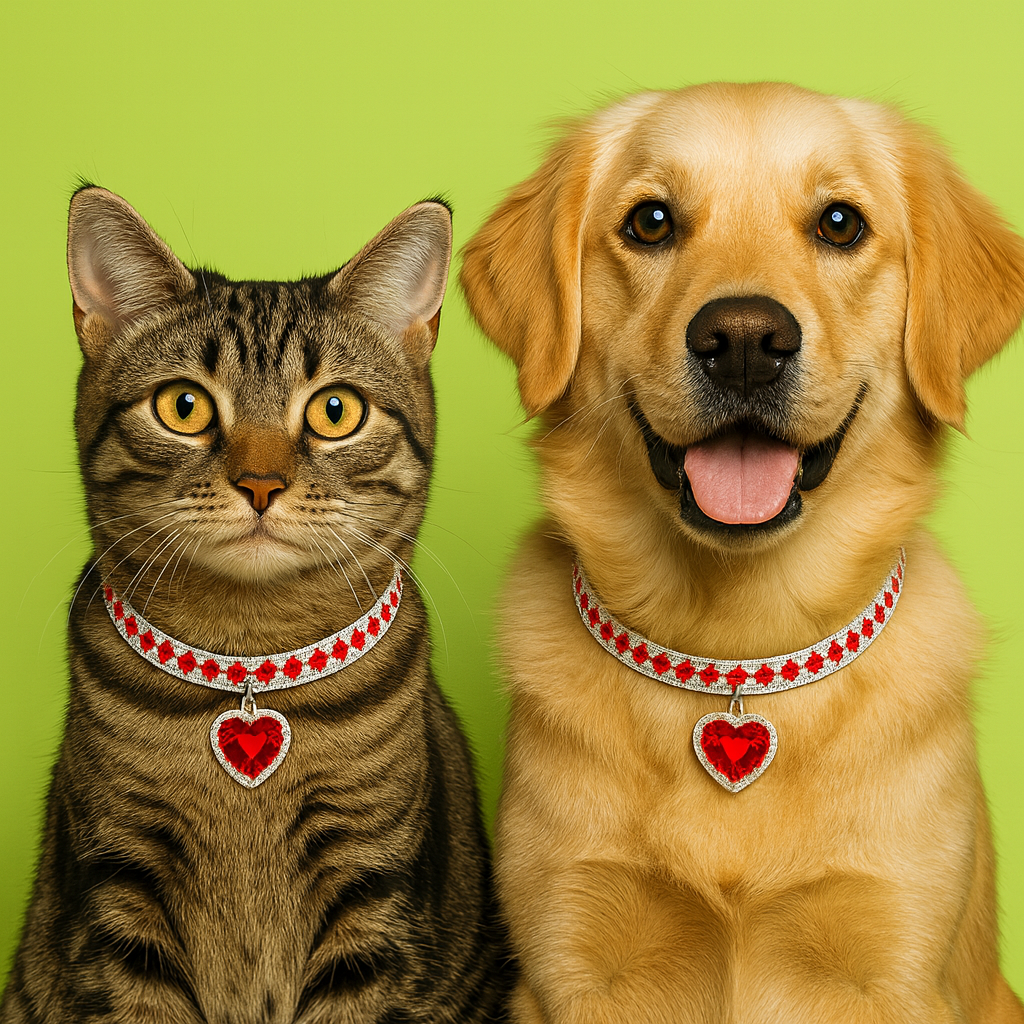 Dog and Cat rhinestone necklace 