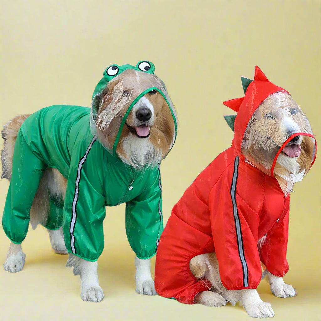 Dog raincoat in Green and Red Color