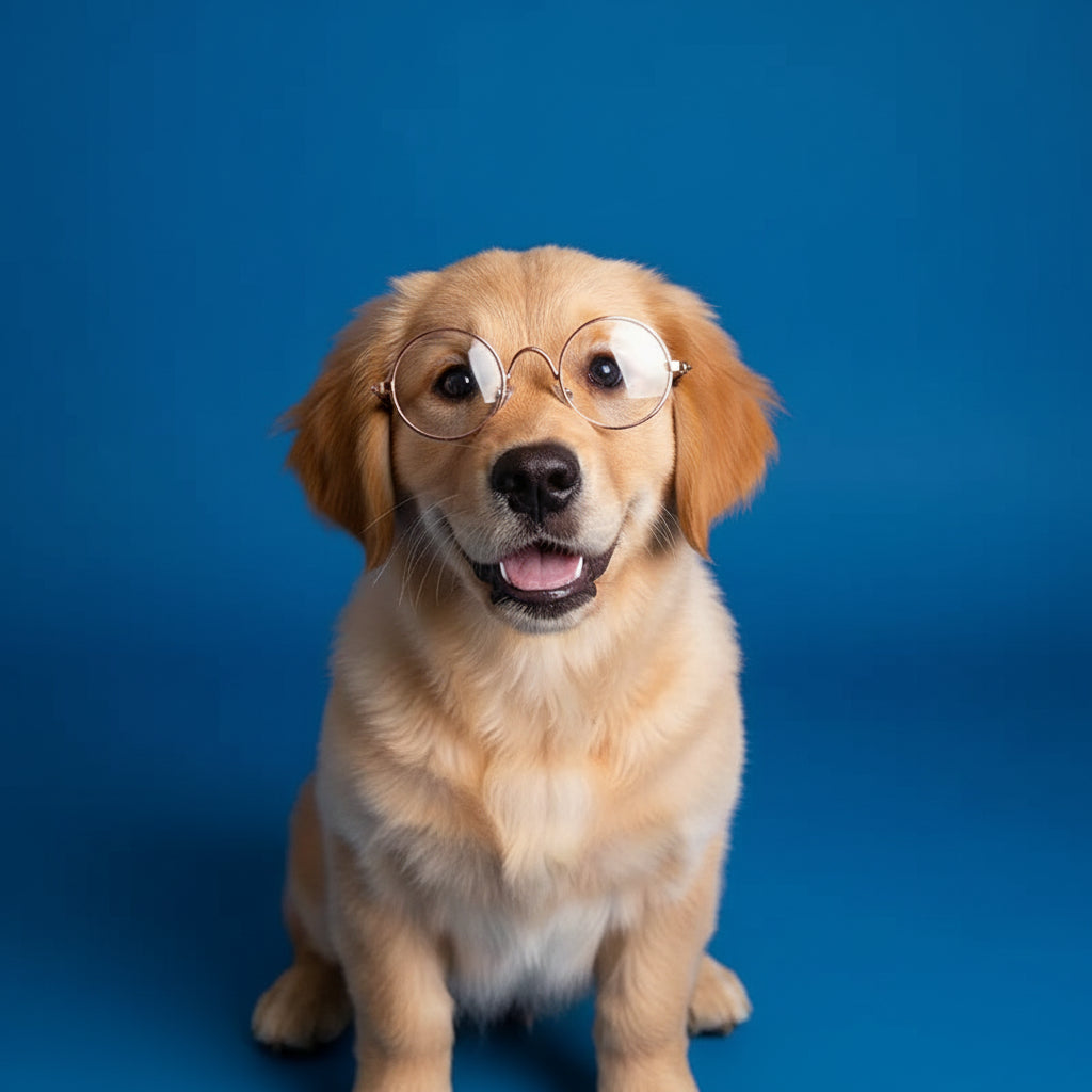 Dog wearing glasses