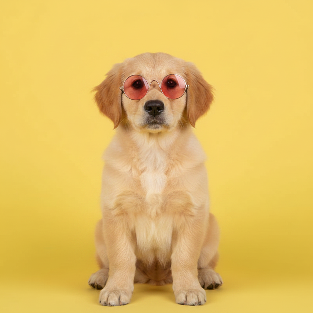 Dog wearing pink sunglasses pet costume 
