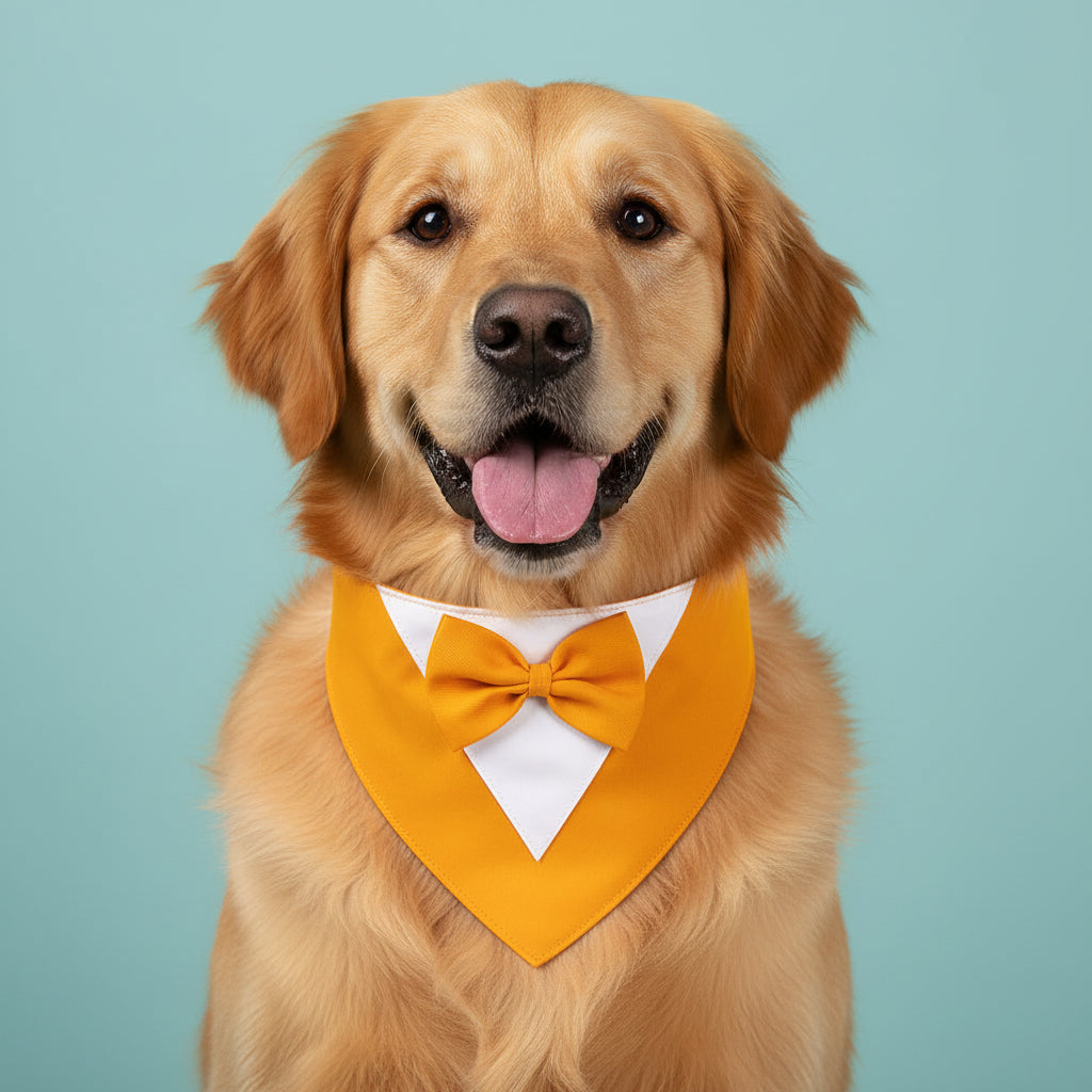 Formal Dog Bow Tie Collar for Weddings & Parties yellow 