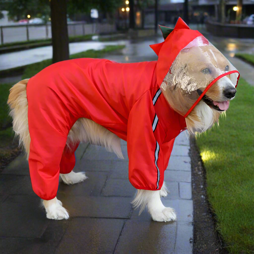 Full size dog raincoat in red