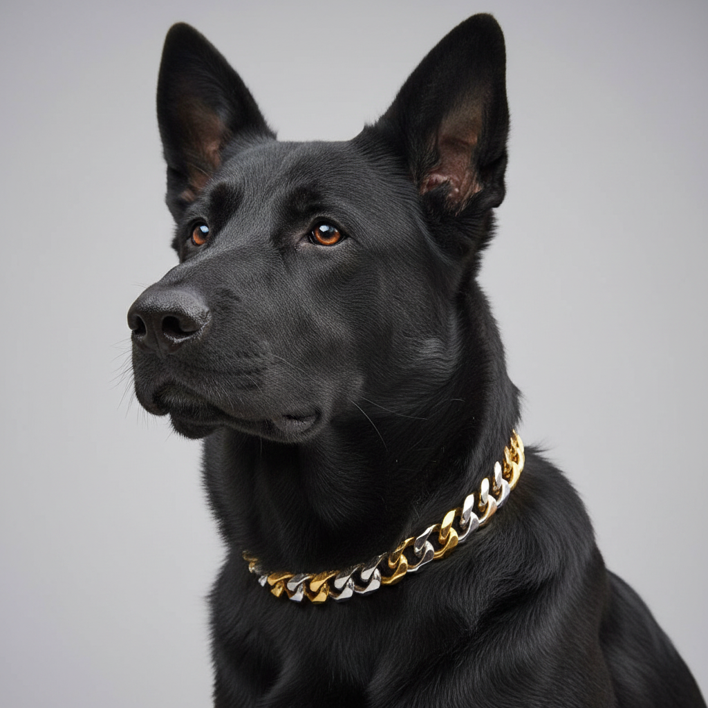 Smooth Stainless Steel 15MM Width Cuban Link Chain for Dogs - Gold x Silver