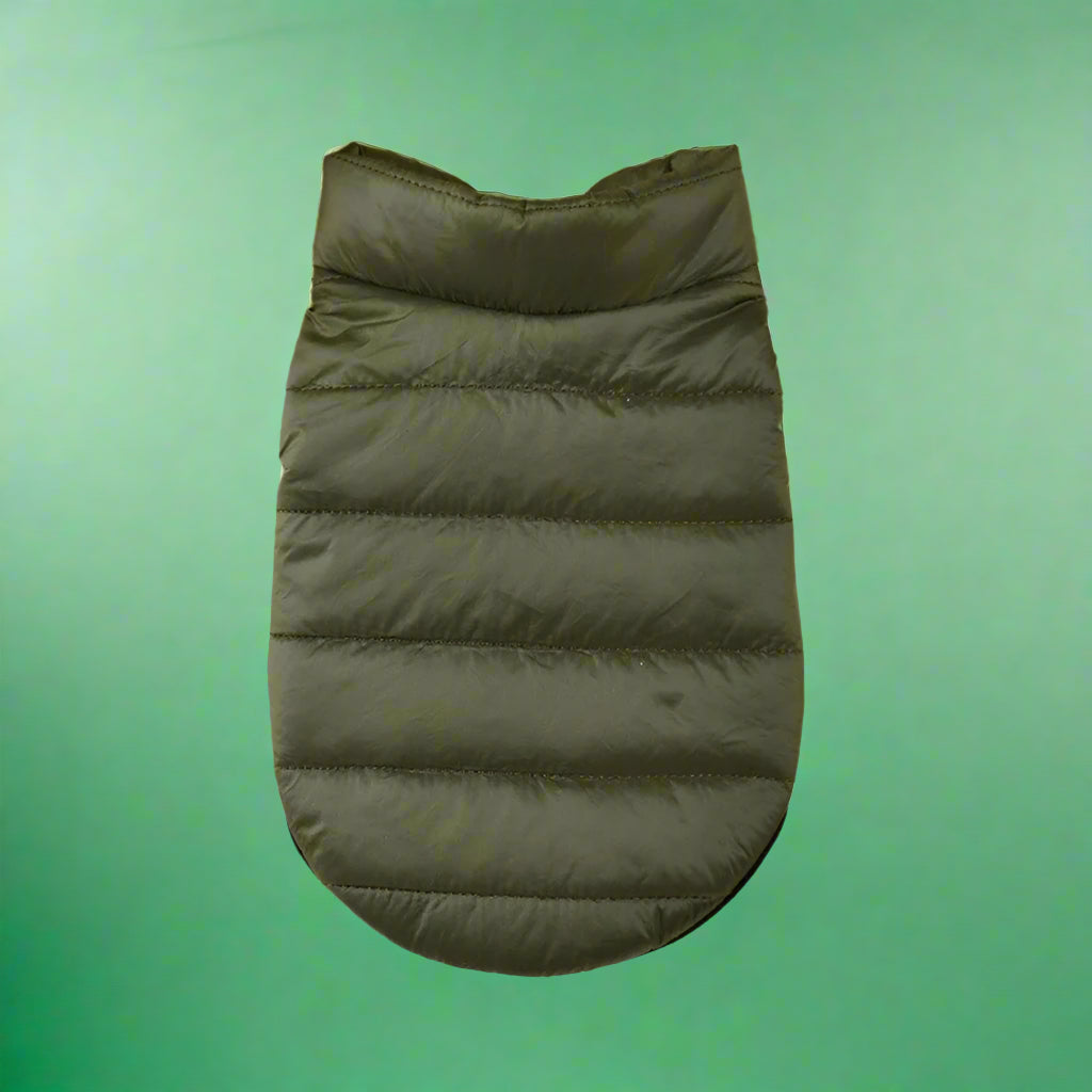 Green puffer dog coat