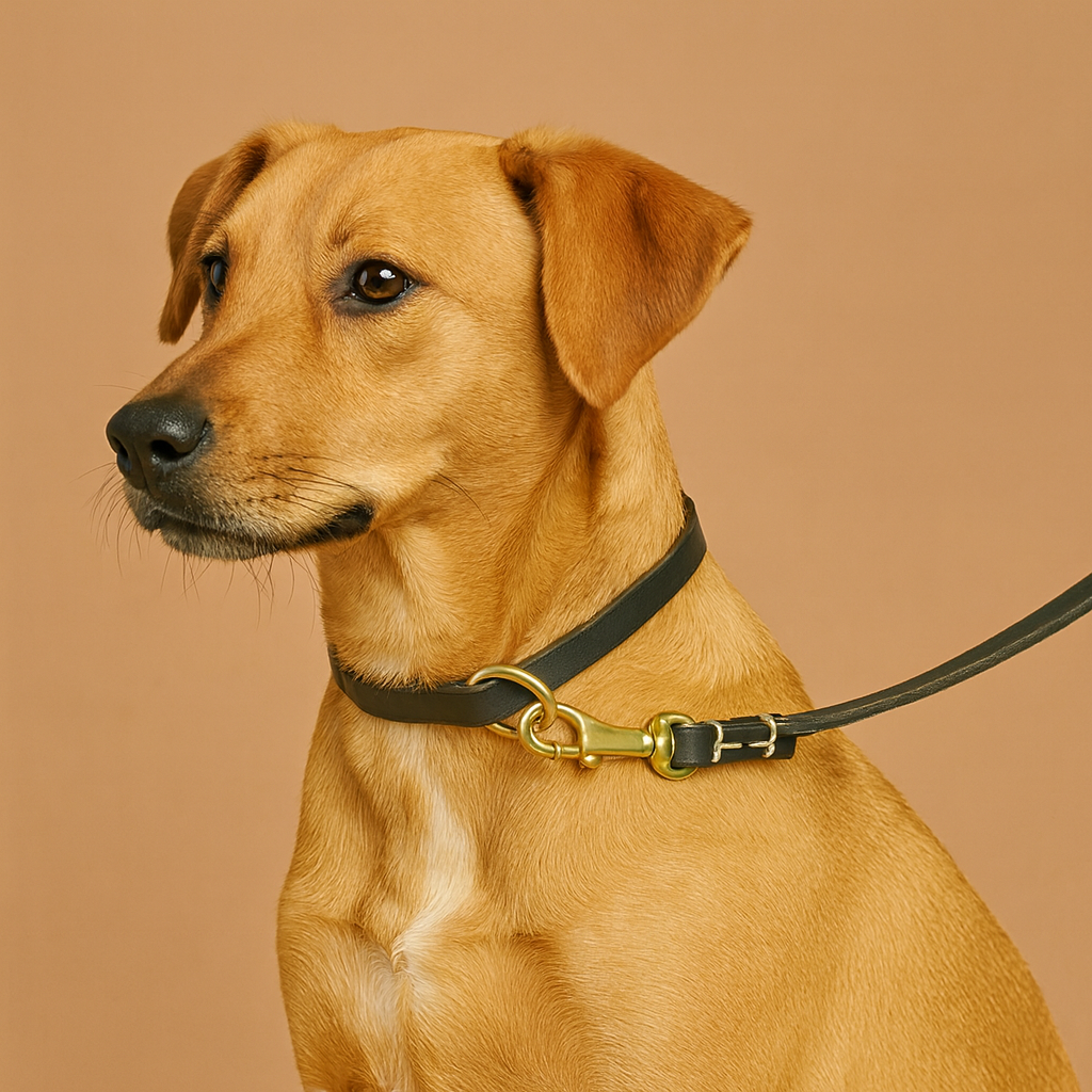 Handmade Leather Leash for Small Pets - Black