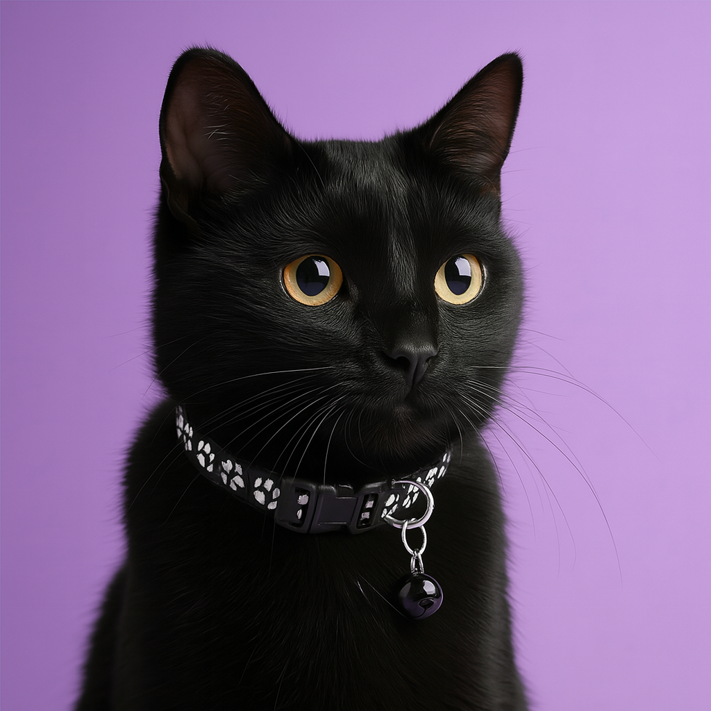 Kitten Collar with Bell – Adjustable and Safe Fit - Black